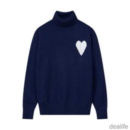 Amis Amiparis Sweater High Collar Am i Paris Jumper Winter Thick Turtleneck Coeur Embroidered A-word Heart Love Knit Sweat Women Men Amisweater Et9o