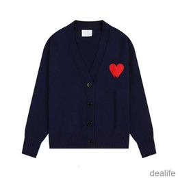 Amis Cardigan Sweater Am i Paris Fashion Amiparis Brand Mens Designer Knitted Sweat Embroidered Red Heart Big Love Amisweater Women Hoodie Hoody 6wac
