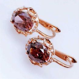 Stud 585 purple gold plated 14k rose gold vintage court style ruby earrings for women exquisite ear buckle Jewellery send mom YQ231114