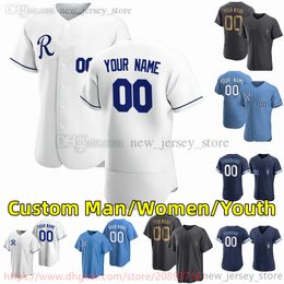 Custom S-6XL Movie College Baseball Wears Jersey Stitched 7 BobbyWitt Jr 13 SalvadorPerez 16 BoJackson 15 WhitMerrifield 17 HunterDozier Hong Away Jerseys