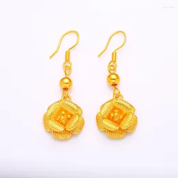 Dangle Earrings Women's Flower Ear Hook Big Gold Colour Drop Simple Plum Blossom Design For Women