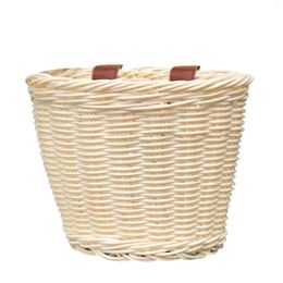 Storage Bags Kids Front Handlebar Rattan Handwoven Bike Basket Woven For Boys And Girls Bicycles Wicker