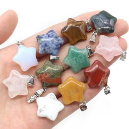 Star Natural Stone Pendant Rose Quartz Opal Agate Turquoise Healing Crystals Charms for Jewellery Making DIY Necklace Earrings