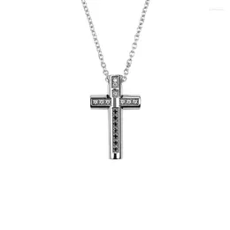 Pendant Necklaces Moocare Simple Stainless Steel Necklace White Zircon Cross For Girl Christmas Gift