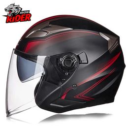 Cycling Helmets Motorcycle Helmet Half Face Double Lens Cool Casco Moto Four Seasons Men Women Street Fashion Capacete De Safety 231113