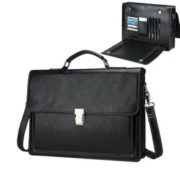 Briefcases Men's Laptop Messenger Computer Bag Men Business Document Hand Lock Multi-functional Shoulder Crossbody Backpack Briefcase