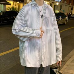 Men's Casual Shirts Men Shirt Fashion Striped Male Long Sleeve Korean Style Plankton Handsome Spring And Autumn Coat