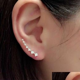 Stud Big Dipper Earrings For Women Female Fourprong Setting Cz Zircon Rose Gold Sier Ear Hook Fashion Jewelry Drop Delivery Dhgarden Dhfue