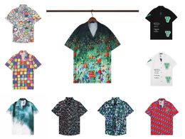 Camicie casual da uomo 2023 Camicia da uomo streetwear da spiaggia Skateboard grafica Hawaiian Summer HipHop manica corta Aloha blu bianco