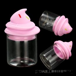 Ice Cream Shape Glass Bottle with Silicone Cover Cap 15ml Silicon Container Nonstick Wax Containers Box Jars Dab Tool Storage Jar Oil Holder Lid Dry Herb DHL