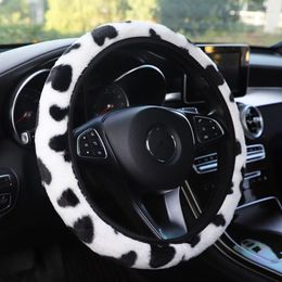 Steering Wheel Covers Warm Long Wool Plush Car Cover Comfortable Anti-slip For 37-38CM Styling Steering-wheel