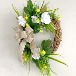 Decorative Flowers Beautiful Artificial Magnolia Wreath Garland Welcome Sign Hanging Exquisite Workmanship