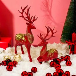 Decorative Objects Figurines Christmas Elk Resin Ornaments Wedding Accessories Miniature Small Items Luxury Decoration Year Figurine Decor Parent Gift 231114
