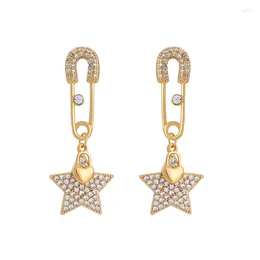 Dangle Earrings High Quality Star Drop Jewellery Trendy For Women Crystal Geometric Heart Long Dress Accessories