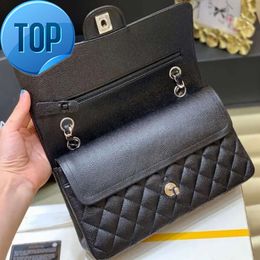 10A Top Tier Quality Jumbo Double Flap Bag Luxury Designer 25CM 30cm Real Leather Caviar Lambskin Classic All Black Purse Quilted Handbag Shoulde Festiv6