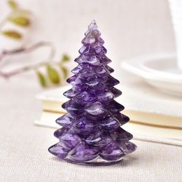 Decorative Objects Figurines Resin Natural Gemstone Luck Tree Handmade Ornaments Christmas Trees Silicone Home Decoration Crafts Figurine Holiday Gift 231113