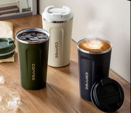 Smart Water Bottle 304 Stainless Steel Double Layer Japanese Coffee Thermos Cup Accompanying Portable Car Cup