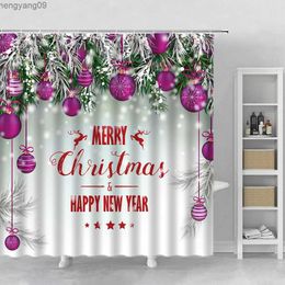 Shower Curtains Christmas Shower Curtain Snowman Christmas Tree Bath Curtain for Bathroom Shower Curtains with Xmas Holiday Gifts R231114