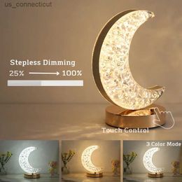 Table Lamps Bedroom Touch Dimming Night Light Girls Room Home Decor Aesthetics USB Bedside LED Ambient Table 3d Moon Lamp R231114