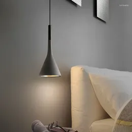 Pendant Lamps Nordic Led Lights Multicolor For Bedroom Living Room Bedside Bar Home Decor Minimalist Trumpet E27 Light Fixtures