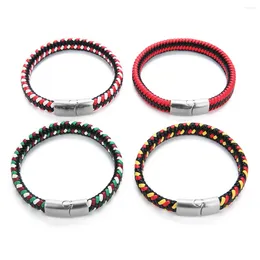 Strand 1pc 19/21cm Fashion PU Leather Rope Stainless Steel Magnetic Buckle Woven Bracelet For Women Men Simple Style Jewellery Gift