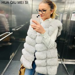 Womens Fur Faux Natural fox fur vest ladies winter autumn coat warm made of natural womens real genuine ves 231113