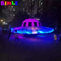 Christmas Decorations LED Lighted Giant Inflatable UFO Balloon Advertising Flying Saucer for Event Decoration 231114