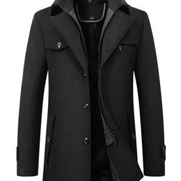 Men's Jackets Wool Jacket Winter Autumn Mens Long Windproof Coat Casual Thick Slim Fit Male Overcoat Clearance 231113