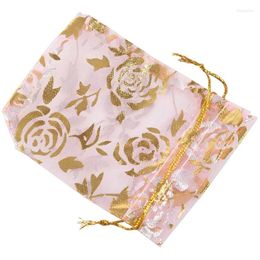 Jewellery Pouches 300Pc 7X9cm Rose Organza Drawstring Gift Bags Wedding Xmas Party Gifts Pink