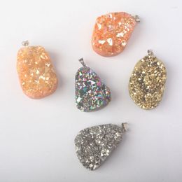 Pendant Necklaces Natural Indefinite Agates Quartz Druzy Geode Drusy Pendulum 1PCS