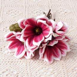 Decorative Flowers Luxury Real Touch Magnolia Artificial Home Table Decor Fleur Artificielle Wedding Party Decoration Bridal Floral