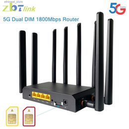 Routers Zbtlink Wifi6 Dual SIM Card 5G Router 1800Mbps Openwrt MESH 3*1000Mbps LAN 2.4G 5GHz Wifi Sim Modem Router for 128 Devices Q231114
