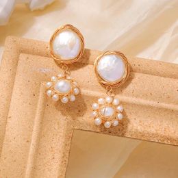 Dangle Earrings MOPAI Natural Round Baroque Freshwater Pearl Drop For Women Handmade Gold Color Brass 2023 Fashion Jewelry