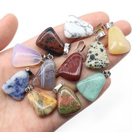 Natural Stone Pendants Rose Quartz Trapezoid Healing Crystals Stone Charms for Jewelry Making DIY Necklaces Earrings Women