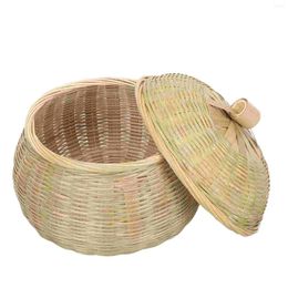 Dinnerware Sets Storage Basket Lid Bamboo-woven Kitchen Round Container Fruit Multi-function Tea Leaf Household Weaving Hamper