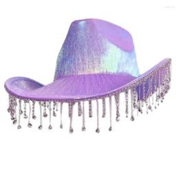 Berets Rhinestones Tassel Cowboy Hat Bride Cowgirl Bachelorette Party Bridal