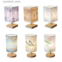 Night Lights Bedroom bedside small table lamp simple fashion decorative lamp solid wood study lamp bar coffee shop night lamp Q231114