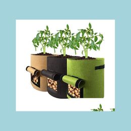 Dhyul Nonwoven Grow Bags: Reusable, Breathable Planters for Vegetables & Flowers - 5/7/10 Gallon Sizes