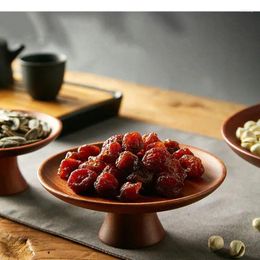 Plates Ebony Wood Salad Bowl Natural Wooden Dishes Snack Fruit Dessert Plate High Quality Serving Tray Tea Saucer Cake Stand