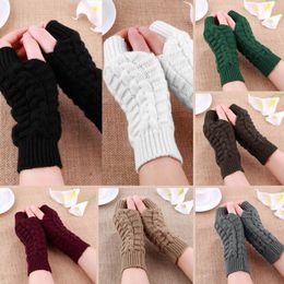 Sports Gloves Women Warm Knit Winter Arm Crochet Knitting Faux Wool Mitten Fingerless Stylish Hand Warmer