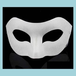 Party Masks White Half Face Mask Halloween Blank Paper Zorro Diy Hiphop Handpainted Street Dancing 10Pcs/Lot Drop Delivery Home Gard Dhecp