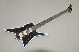 Black body 4 Strings Electric Bass Guitar with Rosewood fingerboard,Black hardware,Neck Through Body,can be customized.