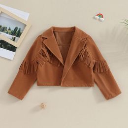 Jackets Children Baby Girls Cardigan With Tassel Solid Color Coat Toddler Fall Winter Warm Long Sleeve Open Front Thicken Jacket Outfits