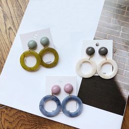 Dangle Earrings Women's Acrylic Circle Retro Drop Daily Fashion Stylish Korean Style All-match Jewellery Elegant Noble