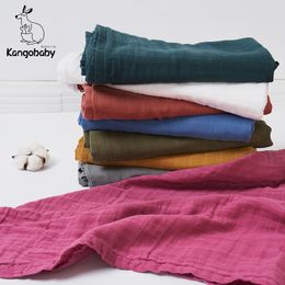 Blankets Swaddling Kangobaby #Old Time# Plain Color MultiFunctional Muslin Swaddle Blanket 230413