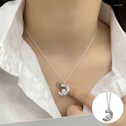 Chains 925 Sterling Silver Pearl Irregular Necklace For Women Girl Fashion Moon Geometric Design Jewellery Party Gift Drop