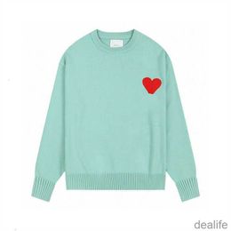 Amis Am i Paris Fashion Winter Warm Kintted Jumper Designers Amisweater Sweater Embroidered Coeur Heart Love Jacquard Round Neck Sweatshirts Bright Colour Tuea