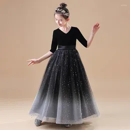 Girl Dresses Autumn Winter Girls Evening Dress Party Princess Long Host Birthday Shiny Luxury Children Daughter Gift