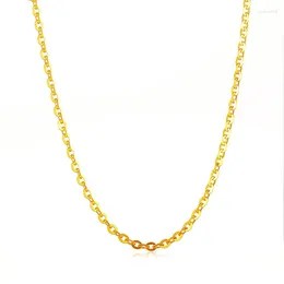 Chains MADALENA SARARA Pure 18k Gold Chain Necklace Au750 Women Type-O Flat Shinning Adjustable