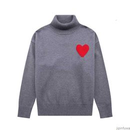 Amiparis Sweater Amis High Collar AM I Paris Jumper Winter Thick Turtleneck Coeur Embroidered A-word Heart Love Knit Sweat Women Men Amisweater 4IG4